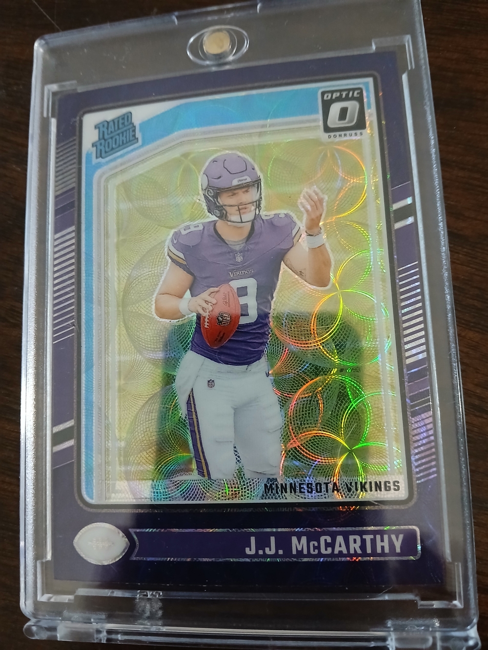 💥J.J McCarthy 2024 Rated Rookie Panini Purple Holographic Football Trading Card